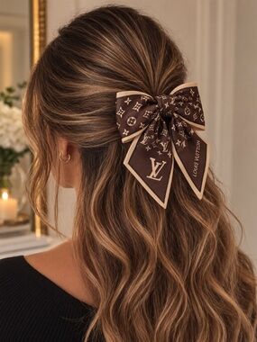 Brown Monogrammed LV Style Hair Clip